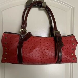 Terracotta Studded Barrel Satchel Handbag - Women